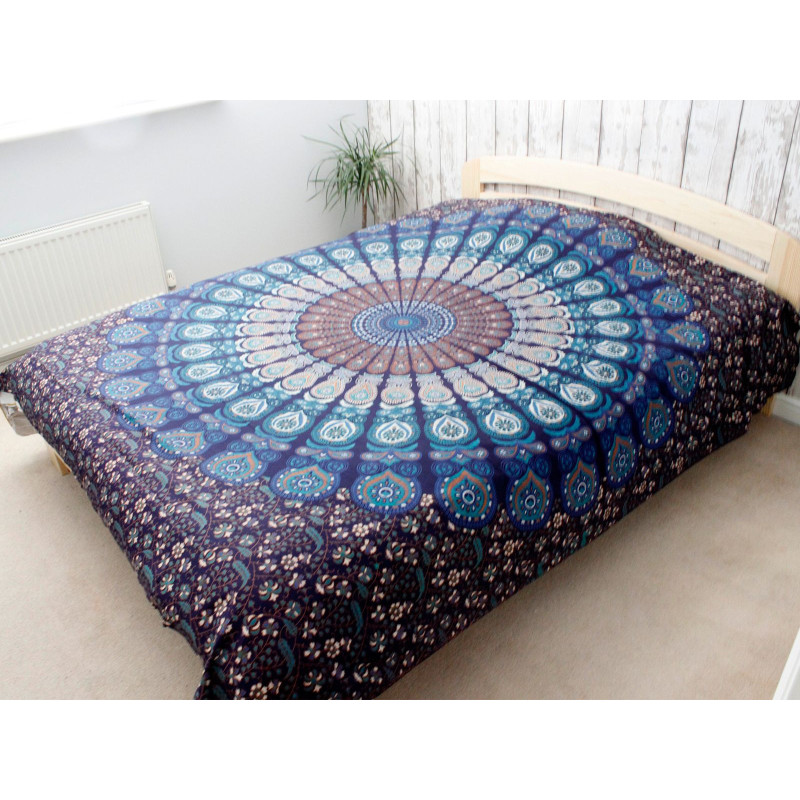 Couvre-lit double en coton + tenture murale - Mandala classique 230 cm x 200 cm