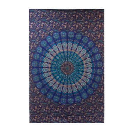 Couvre-lit simple en coton + tenture murale - Mandala classique 130 cm x 200 cm