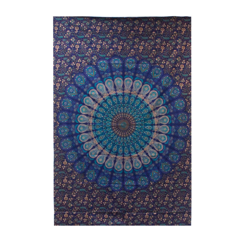 Couvre-lit simple en coton + tenture murale - Mandala classique 130 cm x 200 cm