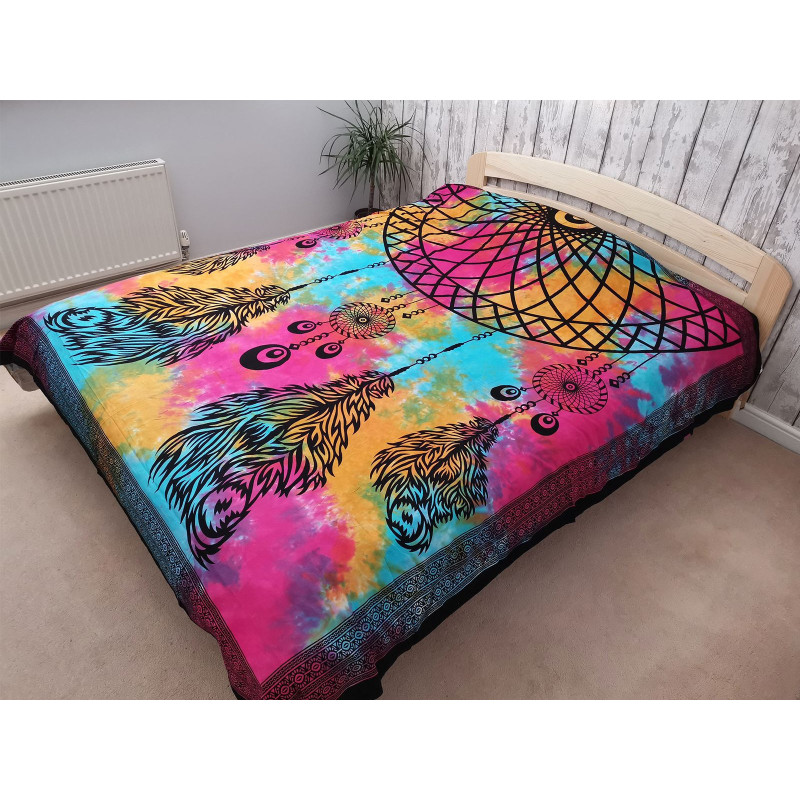 Couvre-lit double en coton + tenture murale - Dreamchatcher 230 cm x 200 cm