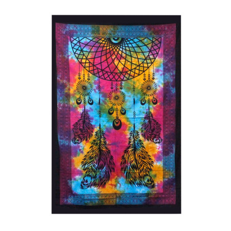 Couvre-lit simple en coton + tenture murale - Attrape-rêves 130 cm x 200 cm