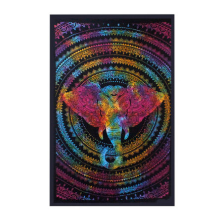 Couvre-lit simple en coton + tenture murale - Tête d'éléphant 130 cm x 200 cm