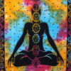 Couvre-lit double en coton + tenture murale - Bouddha Chakra 230 cm x 200 cm
