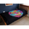 Couvre-lit simple en coton + tenture murale - Hamsa noir 130 cm x 200 cm