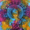 Couvre-lit simple en coton + tenture murale - Bouddha paisible 130 cm x 200 cm