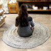 Tapis rond en jute et denim recyclé - 150 cm
