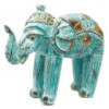 Éléphant sculpté en bois - Turquoise Gold