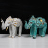 Éléphant sculpté en bois - Turquoise Gold