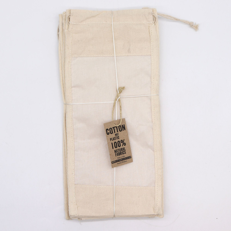 Pochette longue en coton avec fenêtre - 35 x 15 cm