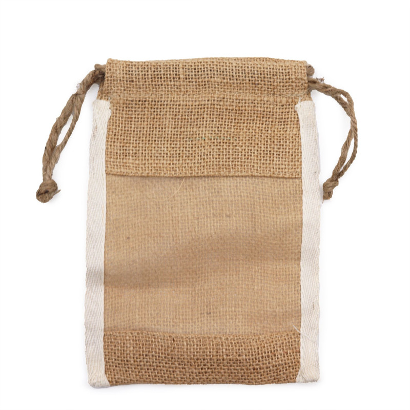 Pochette en jute lavée de couleur moyenne - 21 x 15 cm
