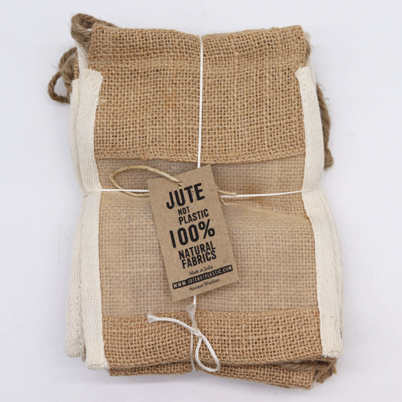 Pochette en jute lavée de couleur moyenne - 21 x 15 cm