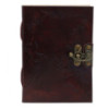 Carnet de notes en cuir avec carte du monde et coutures (18x13 cm)