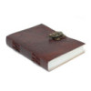 Carnet de notes en cuir avec carte du monde et coutures (18x13 cm)