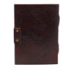 Carnet de notes en cuir avec carte du monde et coutures (18x13 cm)