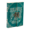 Carnet de notes en cuir vert Peace avec cadenas (18 x 13 cm)
