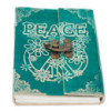 Carnet de notes en cuir vert Peace avec cadenas (18 x 13 cm)