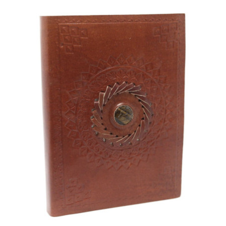 Carnet en cuir œil de tigre 17x12 cm