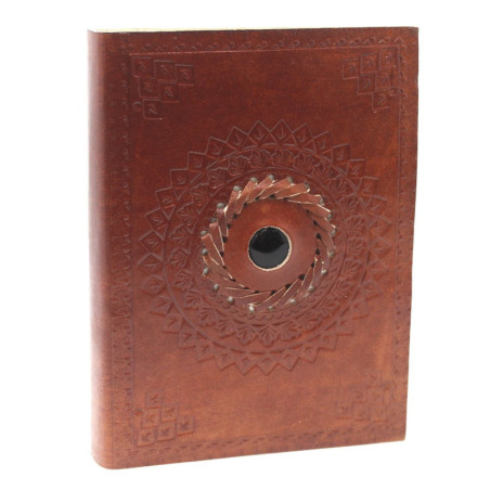 Carnet en cuir noir onyx 17x12 cm