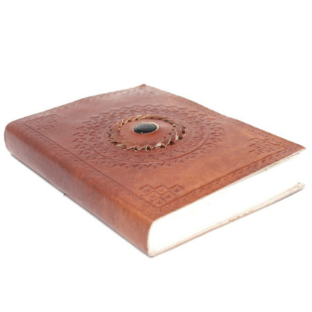 Carnet en cuir noir onyx 17x12 cm