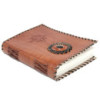 Carnet en cuir noir onyx et compas 17x12 cm