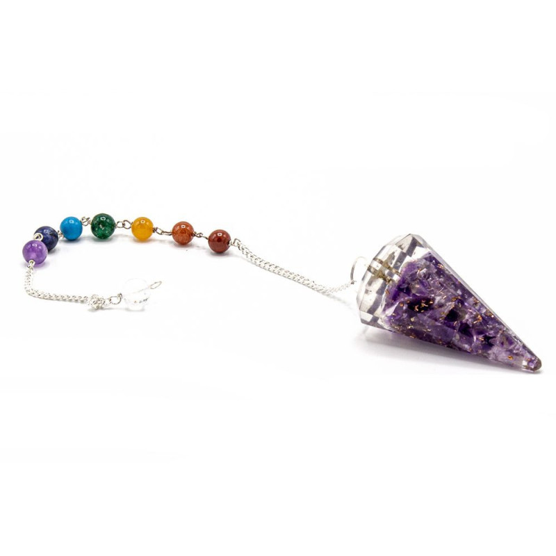 Pendule de chakra de puissance en orgonite - Améthyste