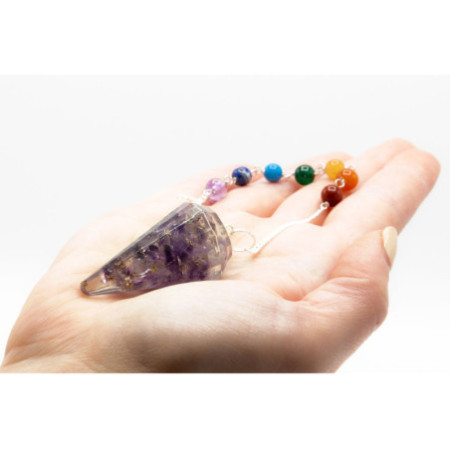 Pendule de chakra de puissance en orgonite - Améthyste