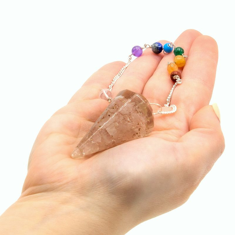 Pendule de chakra de puissance en orgonite - Quartz rose