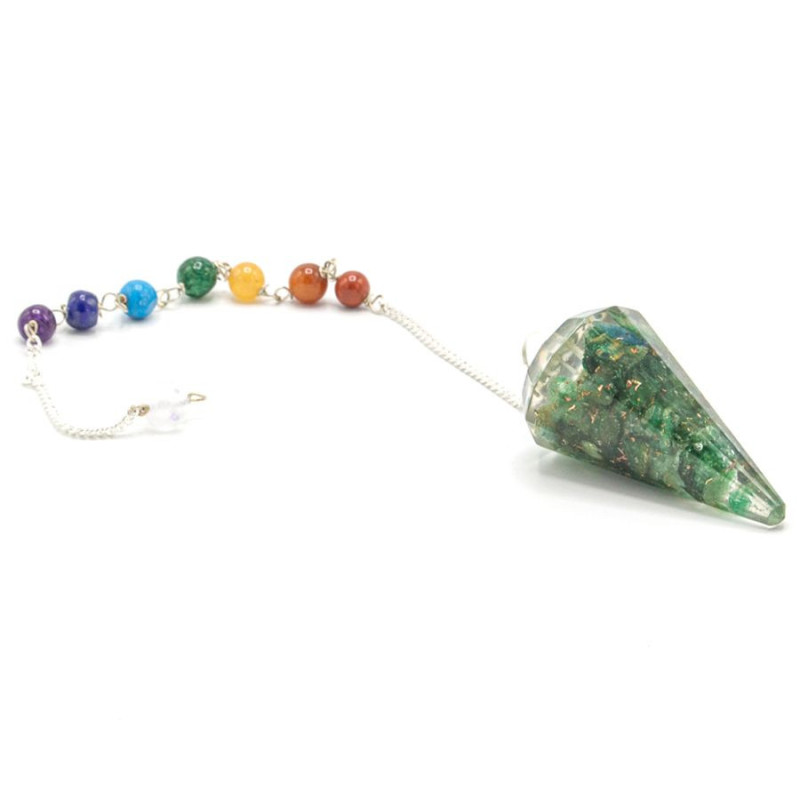 Pendule de chakra de puissance en orgonite - Aventurine verte