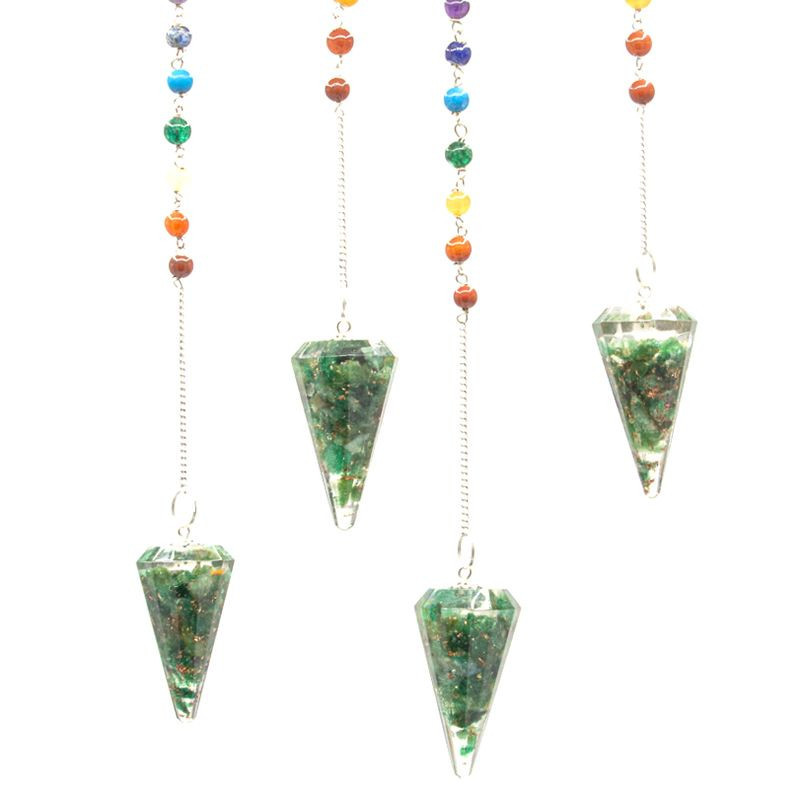 Pendule de chakra de puissance en orgonite - Aventurine verte