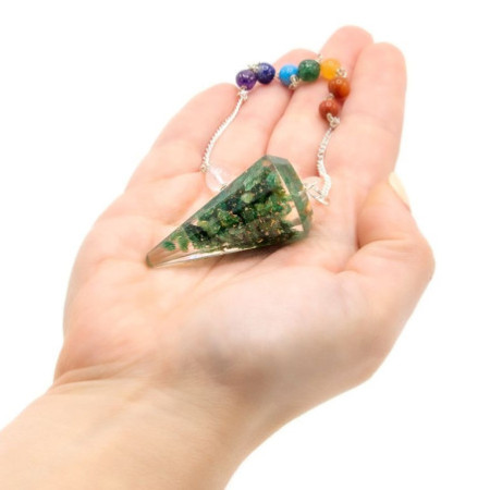 Pendule de chakra de puissance en orgonite - Aventurine verte