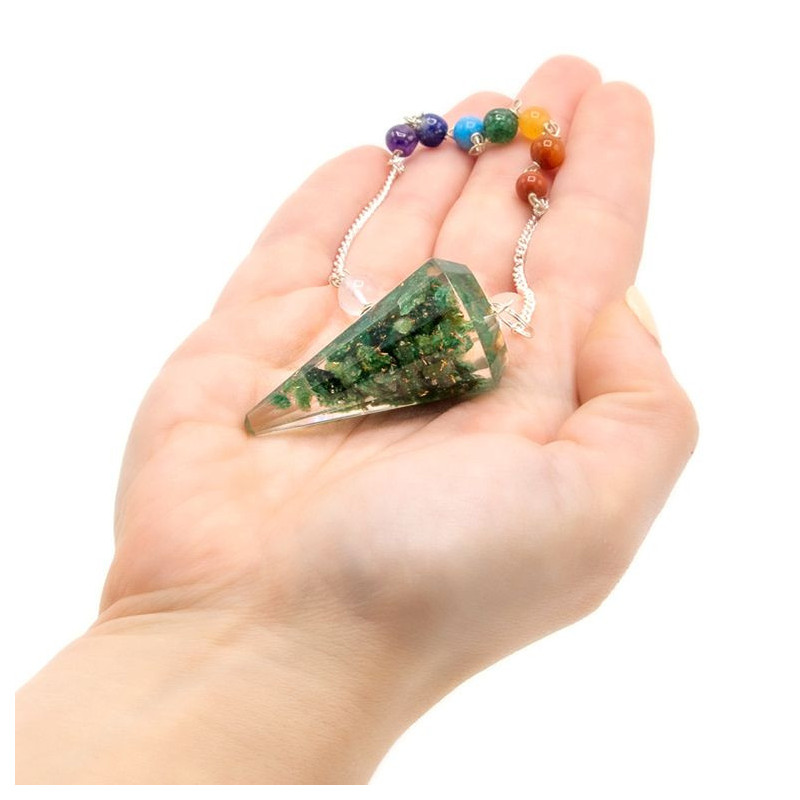 Pendule de chakra de puissance en orgonite - Aventurine verte