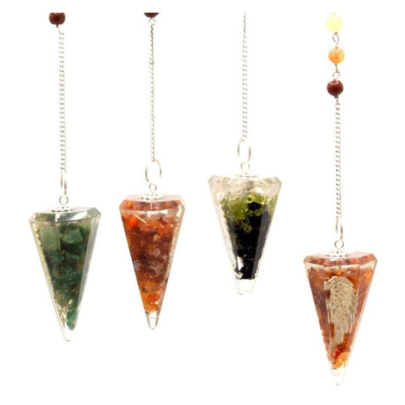 Pendule de chakra de puissance en orgonite - Aile d'ange