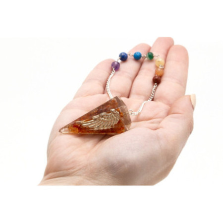 Pendule de chakra de puissance en orgonite - Aile d'ange