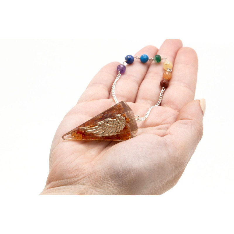 Pendule de chakra de puissance en orgonite - Aile d'ange