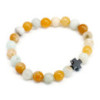 Lot de 2 bracelets d'amitié en pierres précieuses - Fidélité - Amazonite et jaspe jaune