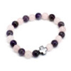 Lot de 2 bracelets d'amitié en pierres précieuses - Amour - Améthyste et Quartz rose