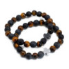 Lot de 2 bracelets d'amitié en pierres précieuses - Puissance - œil de tigre et pierre noire