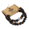 Lot de 2 bracelets d'amitié en pierres précieuses - Puissance - œil de tigre et pierre noire