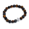 Lot de 2 bracelets d'amitié en pierres précieuses - Puissance - œil de tigre et pierre noire
