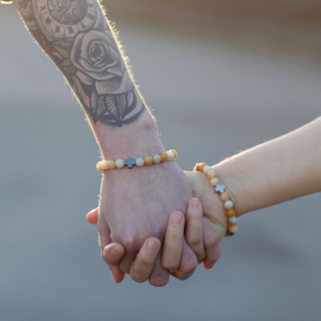 Lot de 2 bracelets d'amitié en pierres précieuses - Puissance - œil de tigre et pierre noire