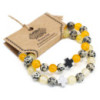 Lot de 2 bracelets d'amitié en pierres précieuses - Protection - Jaspe dalmatien et agate jaune