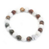 Lot de 2 bracelets d'amitié en pierres précieuses - Paix - Jaspe Picasso et Howlite blanche