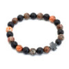 Lot de 2 bracelets d'amitié en pierres précieuses - Éternité - Jaspe peau de léopard et pierre de lave