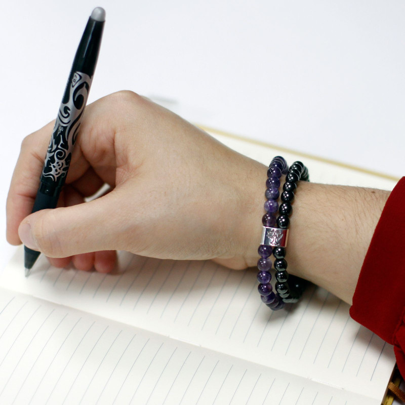 Bracelet magnétique en pierres précieuses - Améthyste