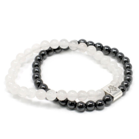 Bracelet magnétique en pierres précieuses - Quartz de roche