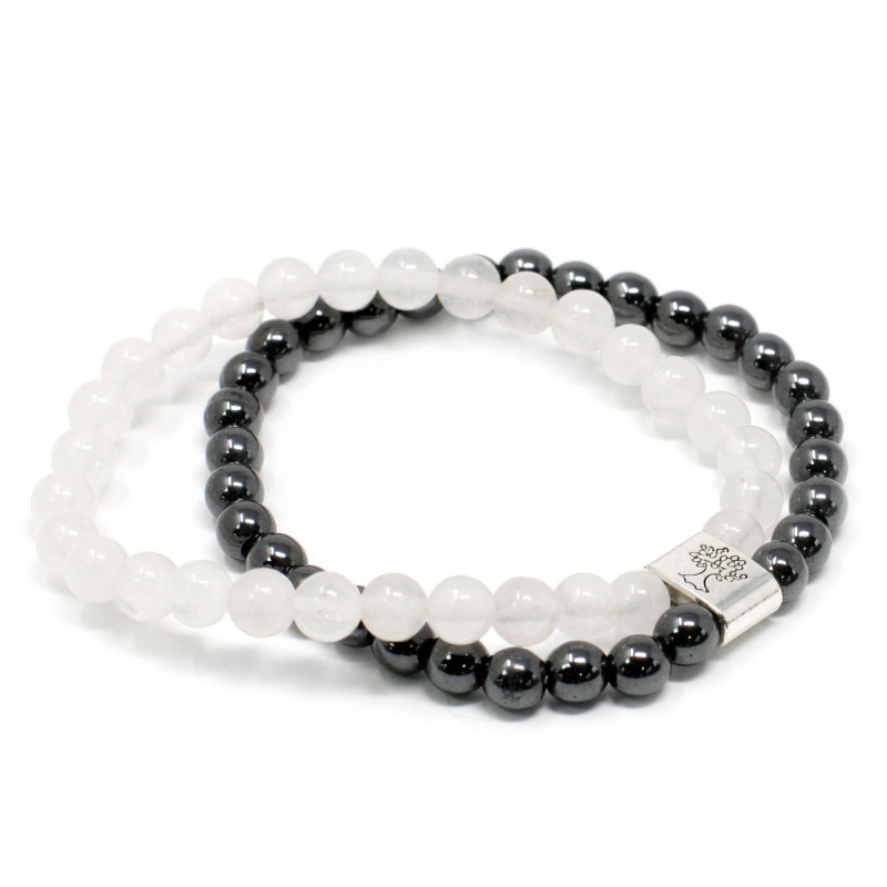 Bracelet magnétique en pierres précieuses - Quartz de roche