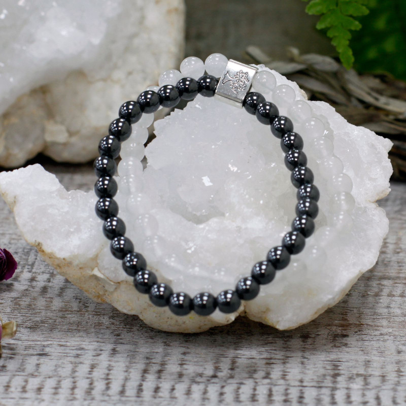 Bracelet magnétique en pierres précieuses - Quartz de roche
