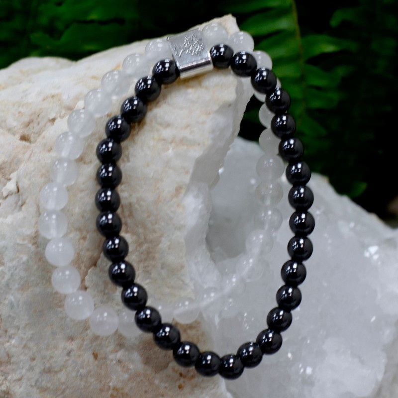 Bracelet magnétique en pierres précieuses - Quartz de roche