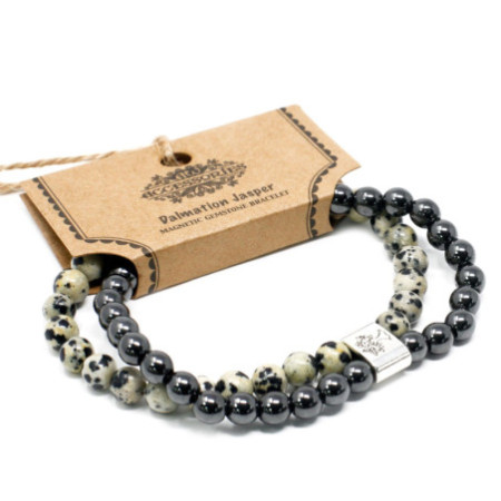 Bracelet magnétique en pierres précieuses - Jaspe Dalmatien