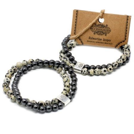 Bracelet magnétique en pierres précieuses - Jaspe Dalmatien